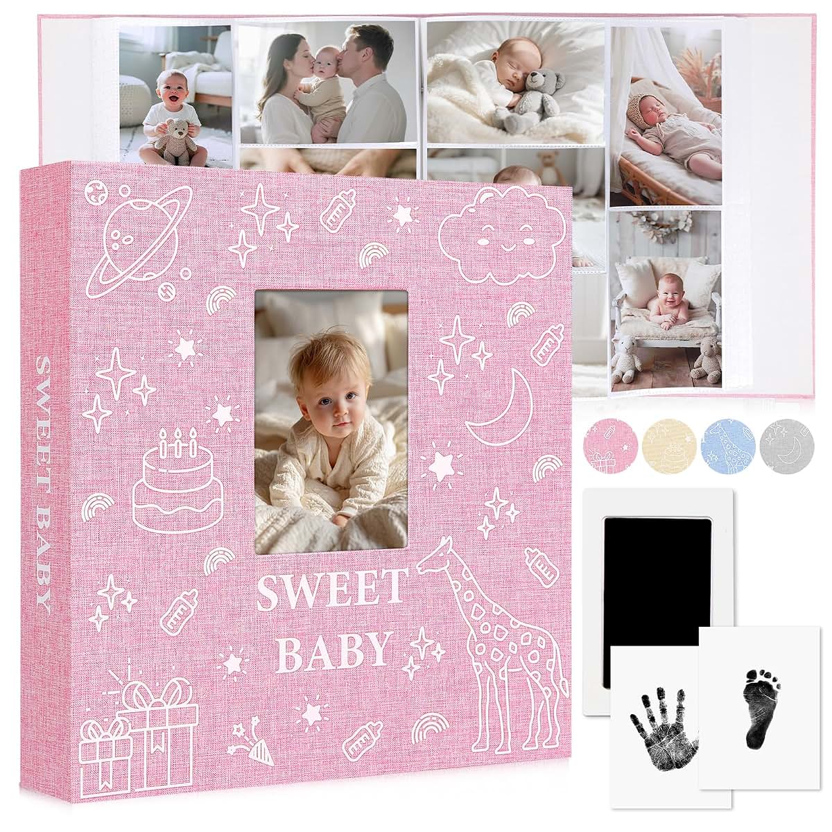 Early Minds Baby Photo Album 600 Pockets Linen Memory Book