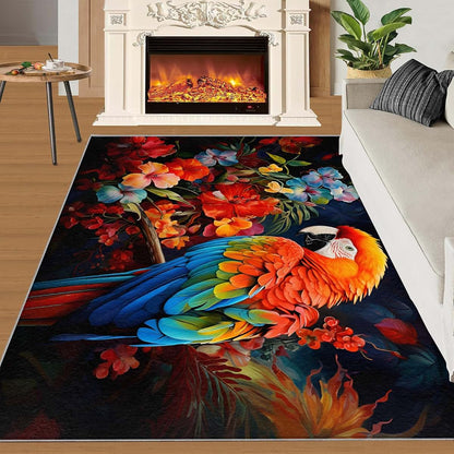 HYGIUID 4x5 Macaw Area Rugs - Parrot Rug for Entryway, Tropical Avian Washable Entry Way Rugs Kids Carpet for Inside