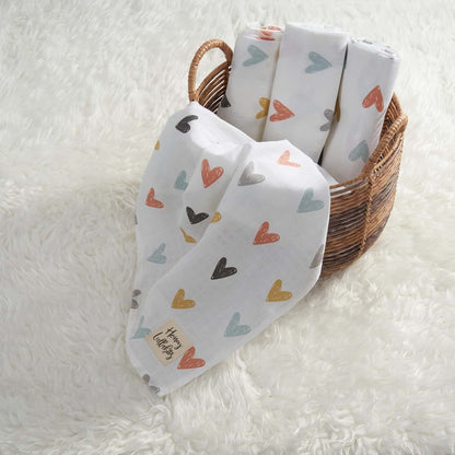 Honey Lullabies Muslin Blanket and Poncho Baby Set Pastel Hearts (photo 3)