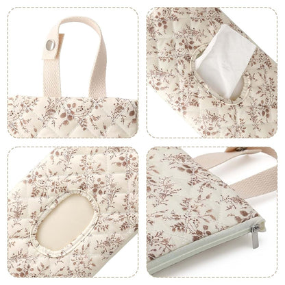 Joygoodta Reusable Wipes Pouch, Quilted Floral Travel Diaper Organizer (photo 3)