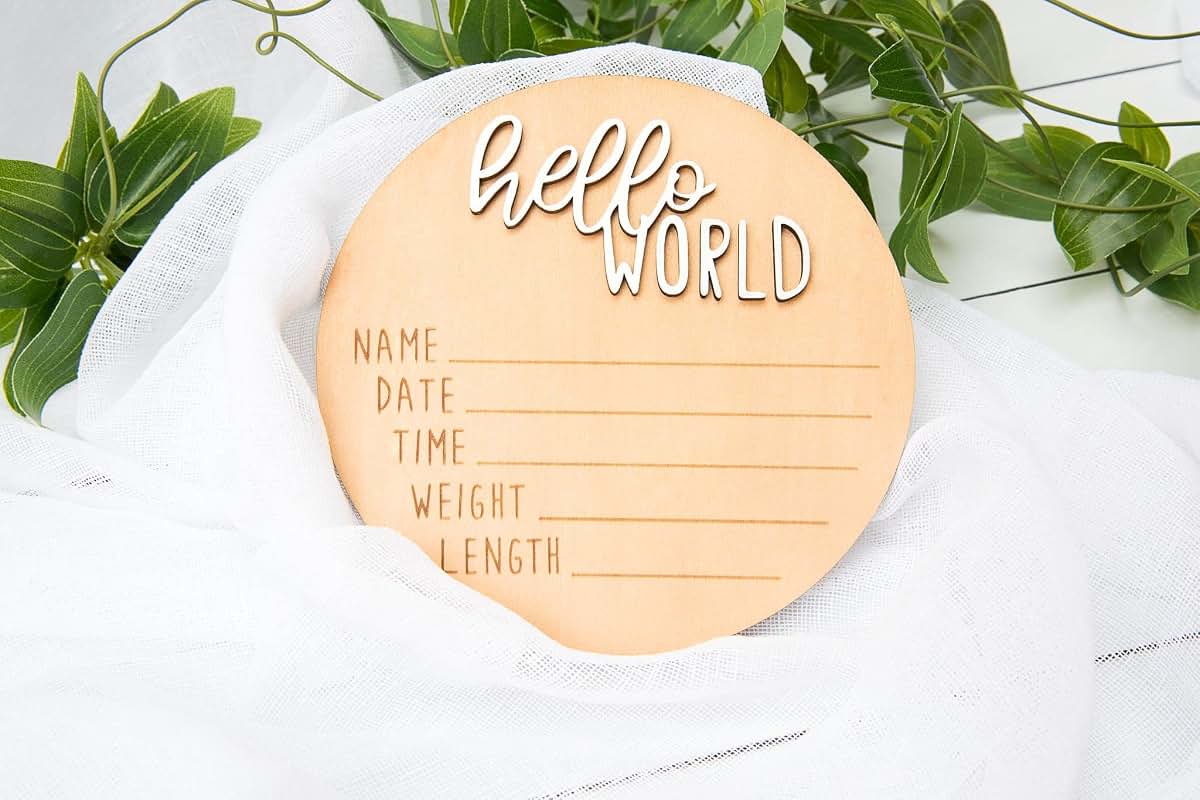 Daisy Frills Hello World Newborn Baby Announcement