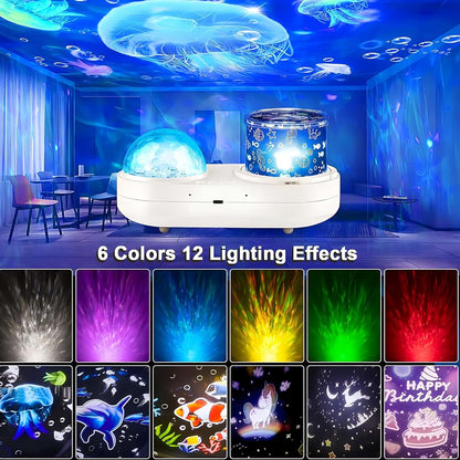 Ocean Kids Night Light Projector with 360° Rotation, 7 Theme Films & USB Power