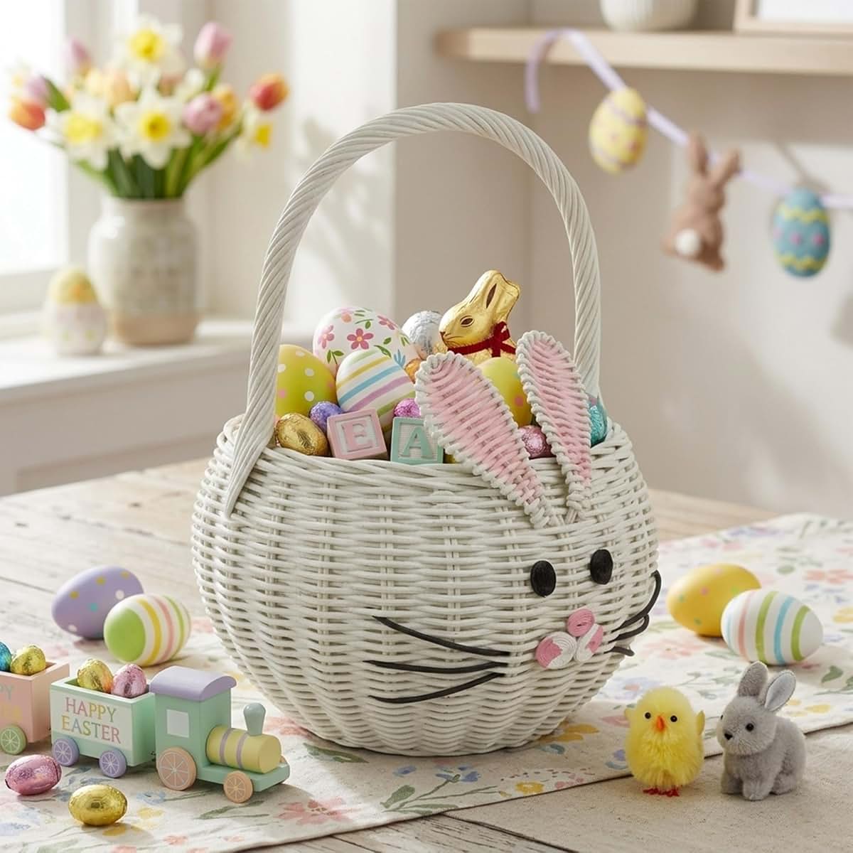 G6 Collection Hand Woven Bunny Rattan Storage Basket (photo 4)