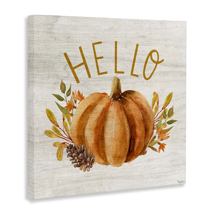 Stupell Industries Hello Pumpkin Canvas Art (30x30 Inches)