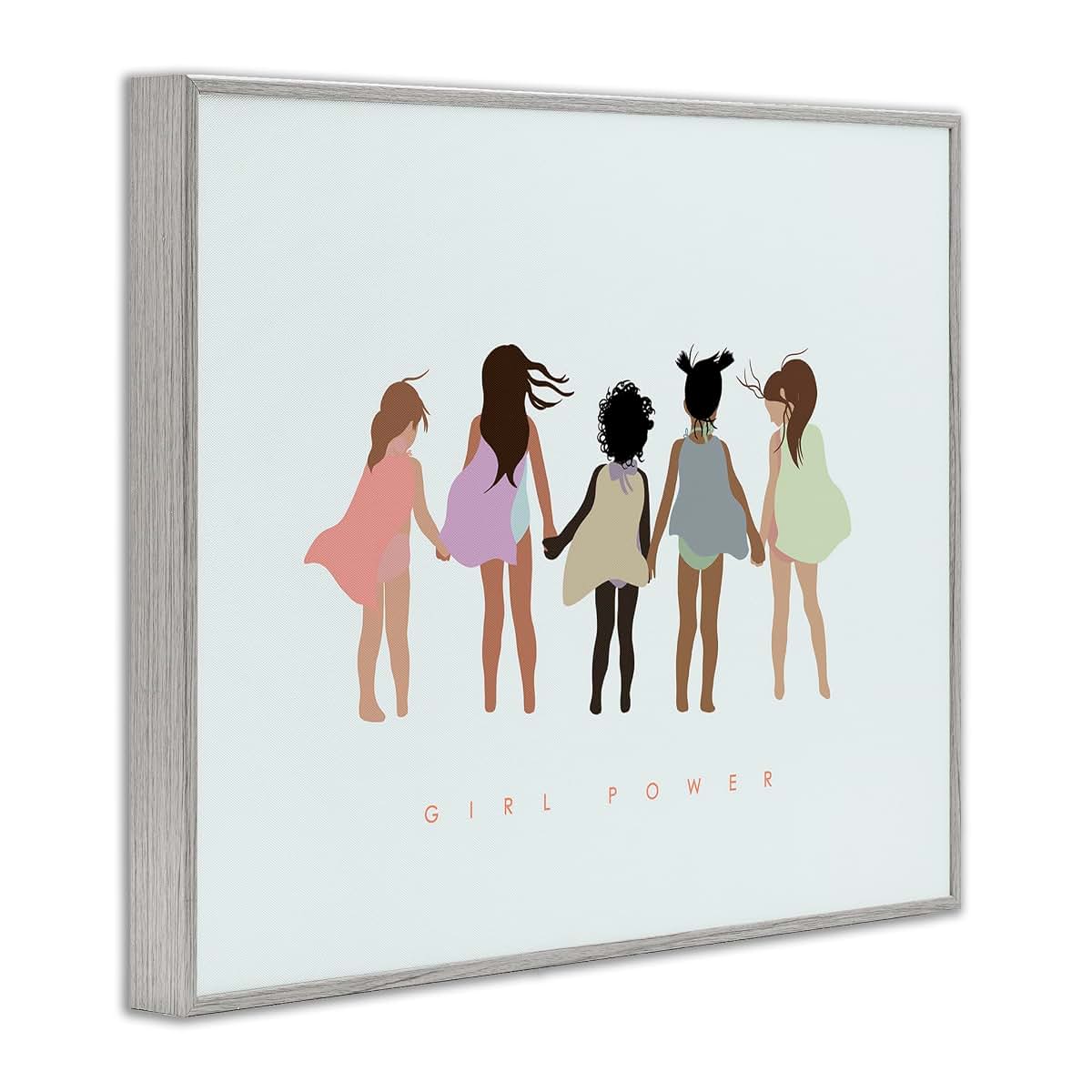 Stupell Industries Superhero Girl Power Framed Wall Art for Kids Room
