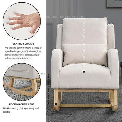 Fulvari Upholstered Modern Rocking Chair with High Back