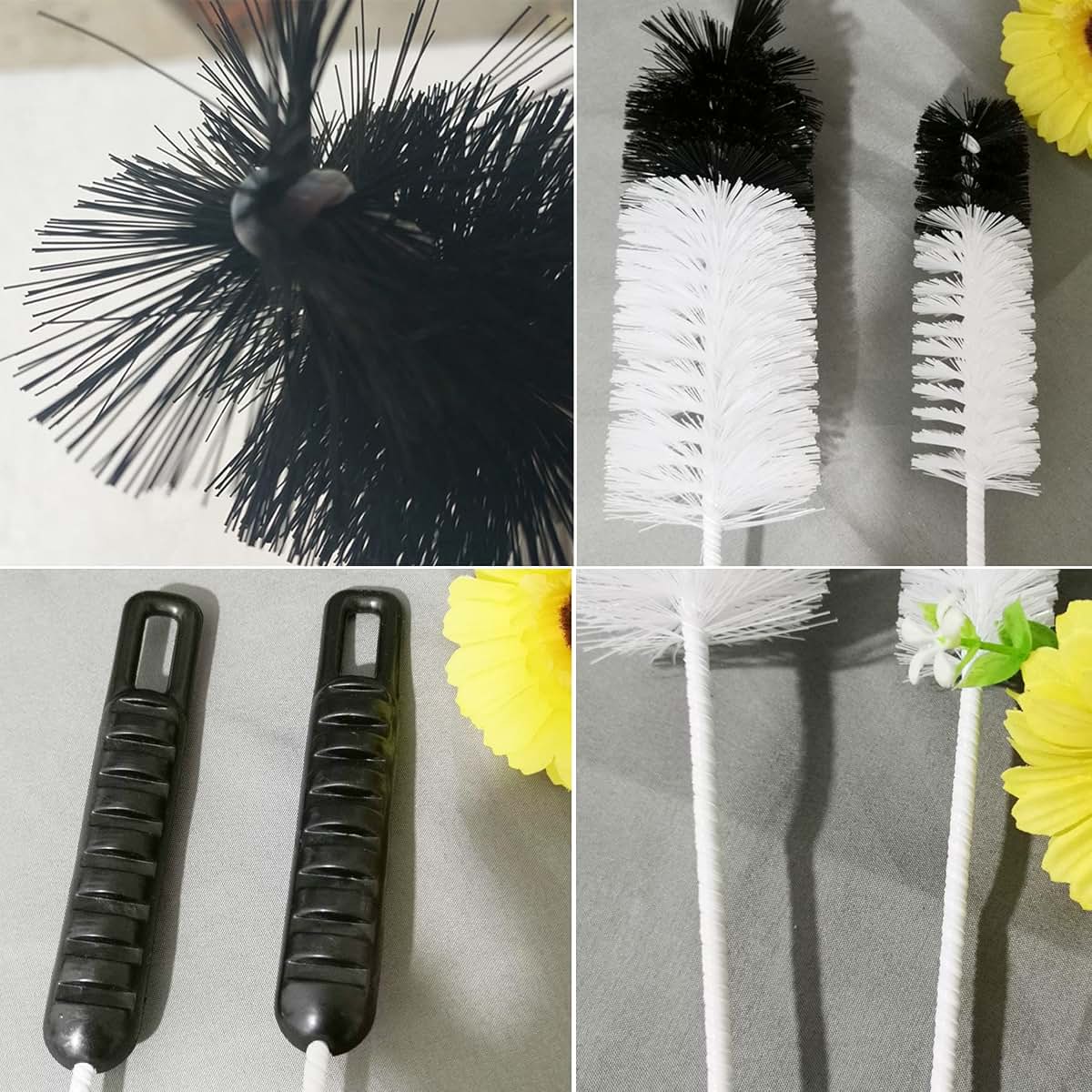 Coralpearl Bottle Brush Set Of 4, Thin Long Handle With Bendable Flexible Wire For Narrow Neck Bottles