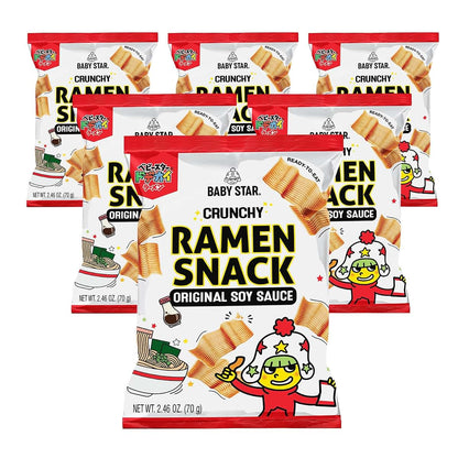Baby Star Original Soy Sauce Crunchy Wide Ramen Snack 6 Pack