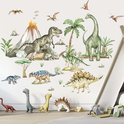 Wondever Dinosaur Wall Decals Tropical Animal Dino Wall Stickers