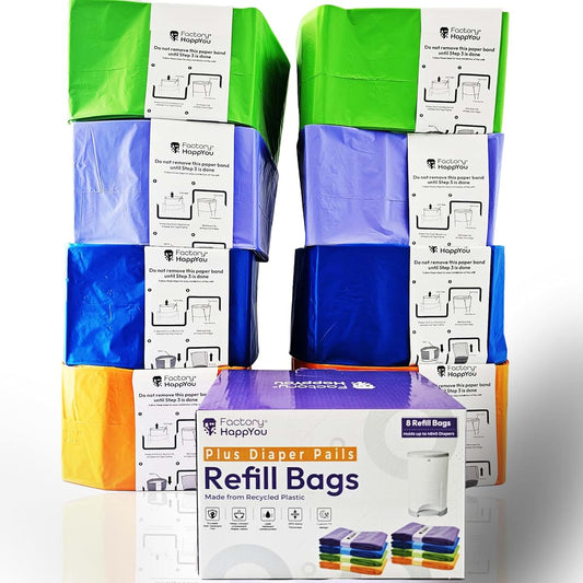 Factory Happyou® Pack of 8 Refills Compatible With Dekor Plus Diaper Pails, 394 Inches Long