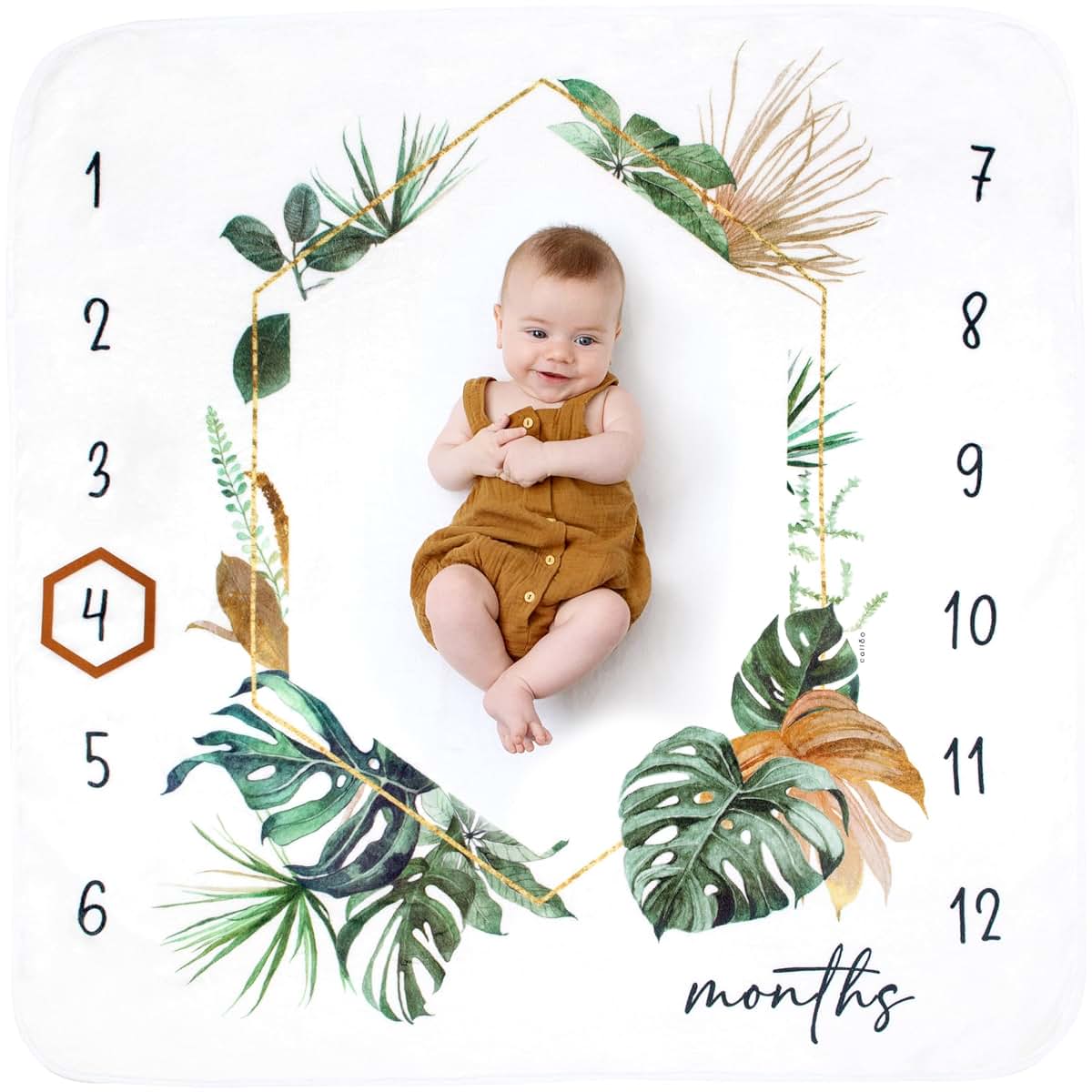 Calloo Baby Monthly Milestone Blanket, 46x46 Inch Fleece Photo Prop, Unisex
