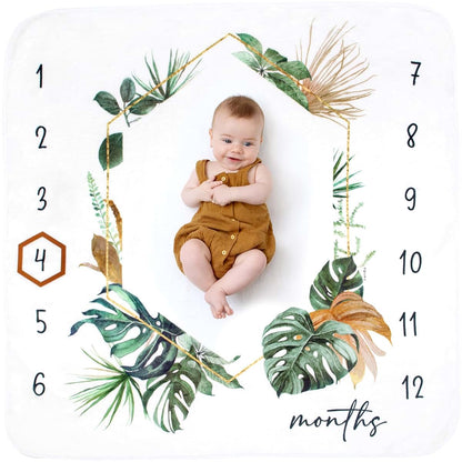 Calloo Baby Monthly Milestone Blanket, 46x46 Inch Fleece Photo Prop, Unisex
