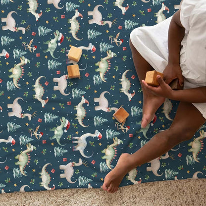 Flannel Dinosaur Christmas Baby Blanket, 60x80 Inch