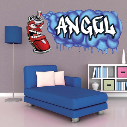 3BattySisters Custom Name Wall Decal – Personalized 3D Graffiti Vinyl Art Sticker, Removable Peel & Stick Mural for
