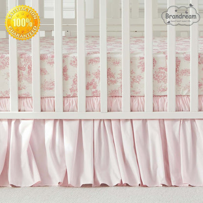 Brandream Fitted Crib Sheet for Standard Crib and Toddler Mattress, French Country Pink Toile