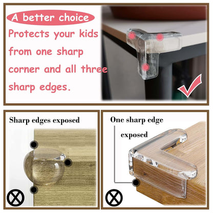 Saicheek 4Pcs Silicone T-Shaped Table Corner Protectors, Clear, 1.7 Inch