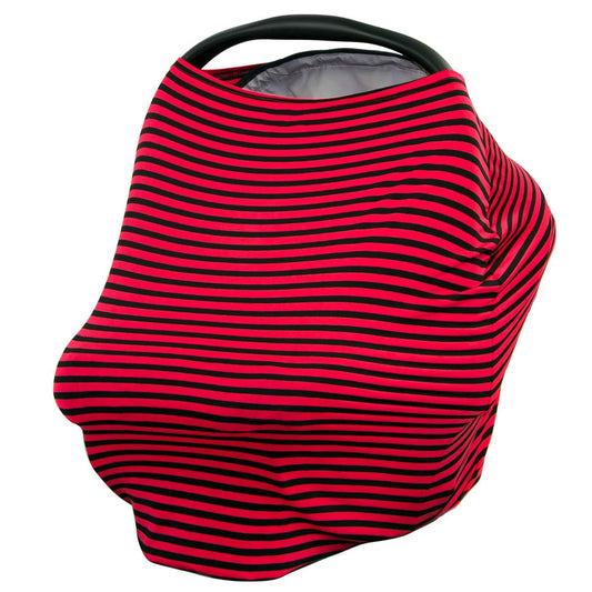 JLIKA Baby Car Seat Cover - Red Black Stripe Stretchy Infant Canopy