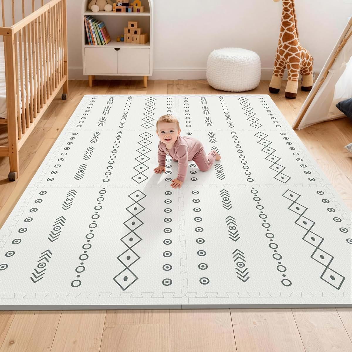 TRENTOM Foam Baby Play Mat, 72” x 48” Baby Crawling Mats for Kids with Interlocking Floor Tiles, Toddler Play Mat for