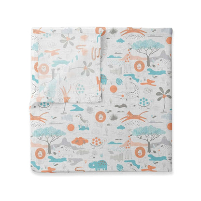 Bacati - 2 Pack Jungle Safari Baby Blankets Boys Swaddle Wrap Soft Breathable Cotton Muslin Swaddle Blankets Receiving (photo 4)