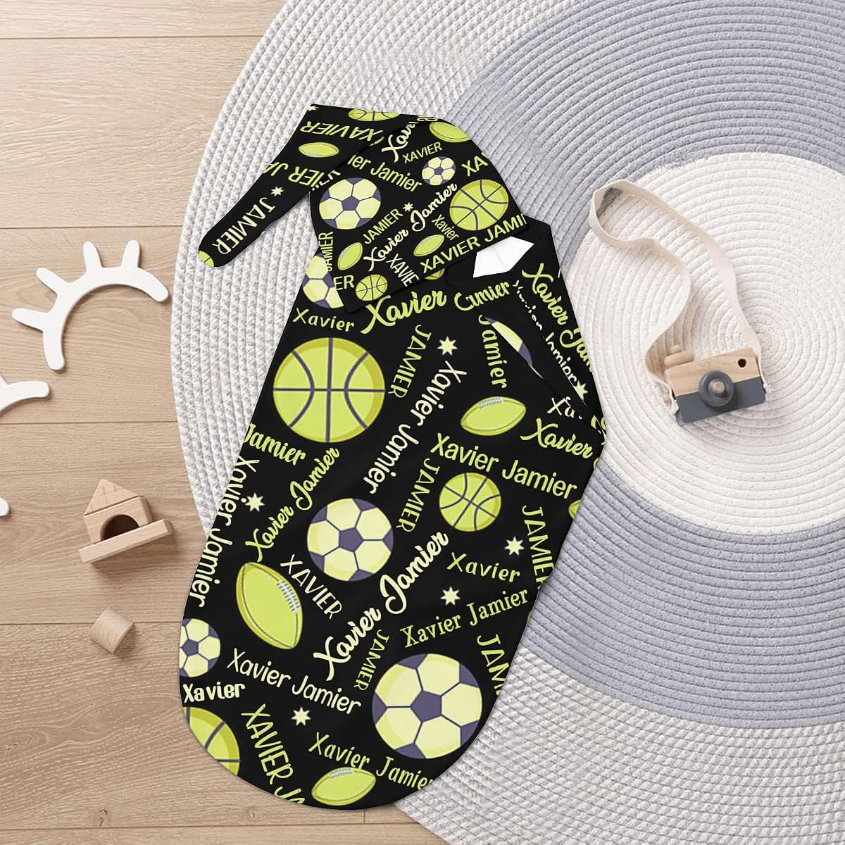 LiSoAkWE Basketball Soccer Sport Baby Receiving Blanket Custom Gifts for Girls Boys,Personalized Swaddle Blanket,Custom (photo 3)