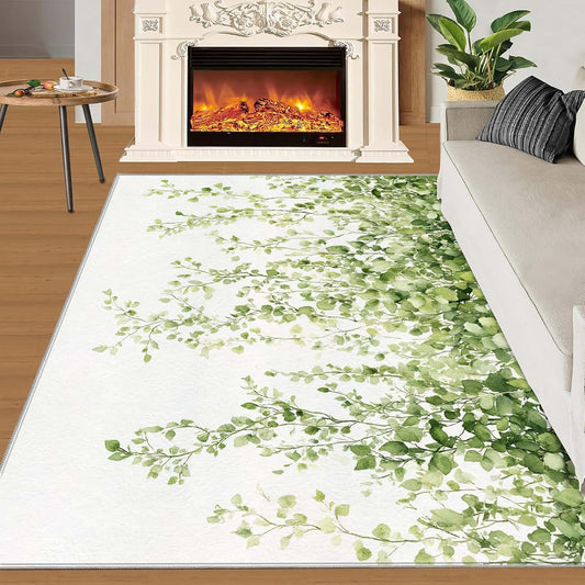 Hygiuid Green Eucalyptus Area Rug 5x6 Floral Rectangular Rug