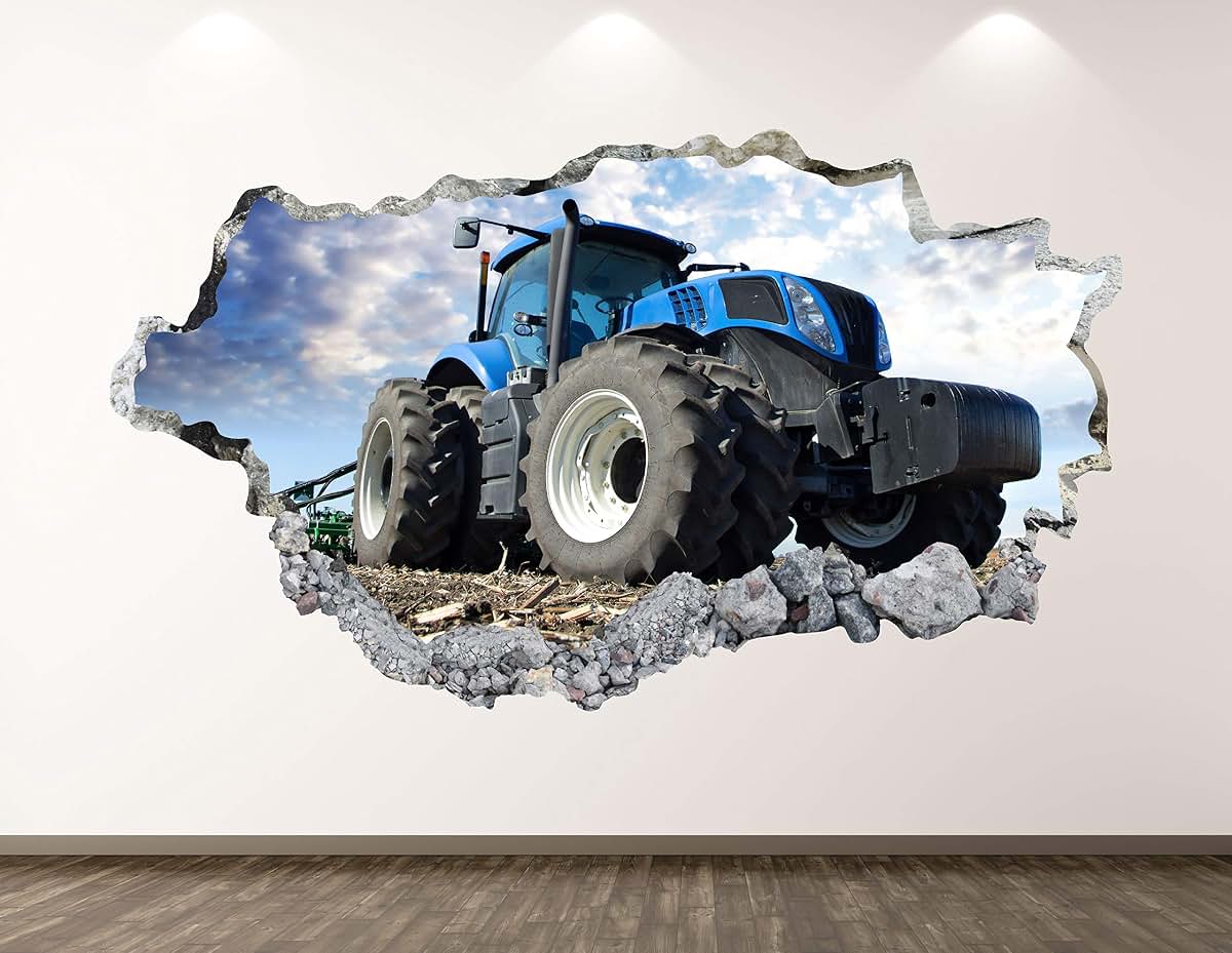 West Mountain Blue Farm Tractor Wall Decal