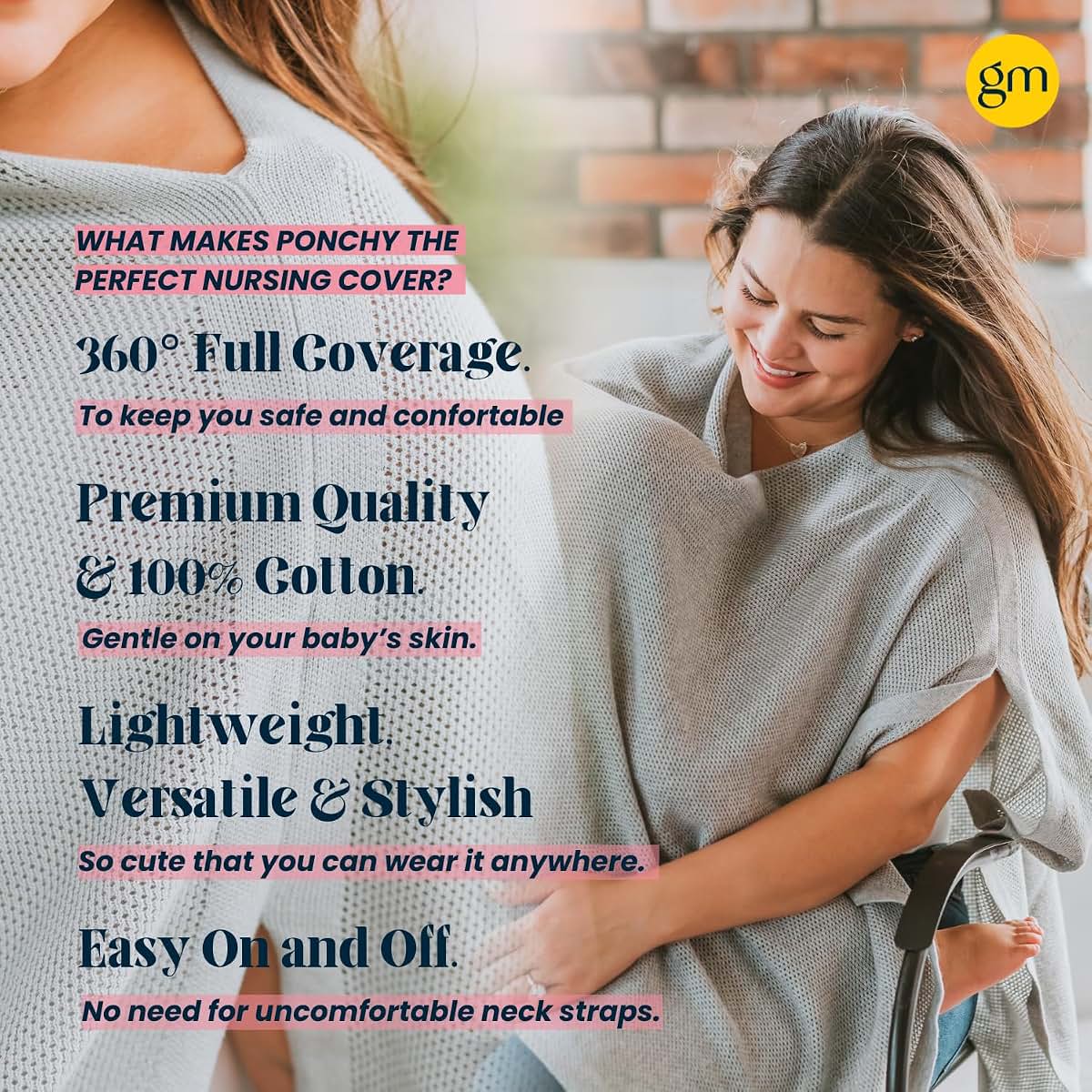 Gold Mamas 100% Cotton Nursing Cover for Breastfeeding (photo 2)