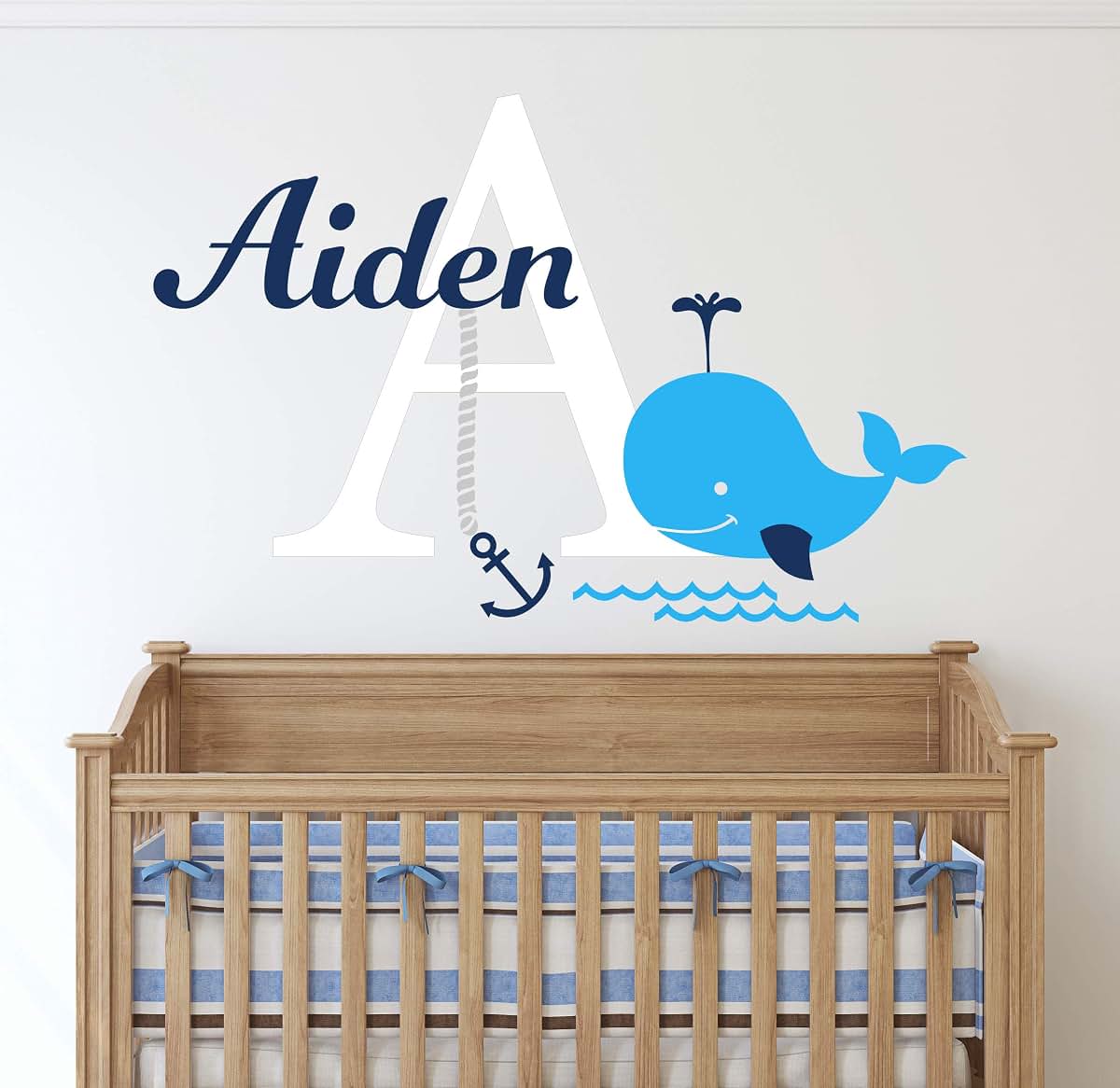 Decalzone Inc Personalized Whale Name Wall Decal Nautical Theme