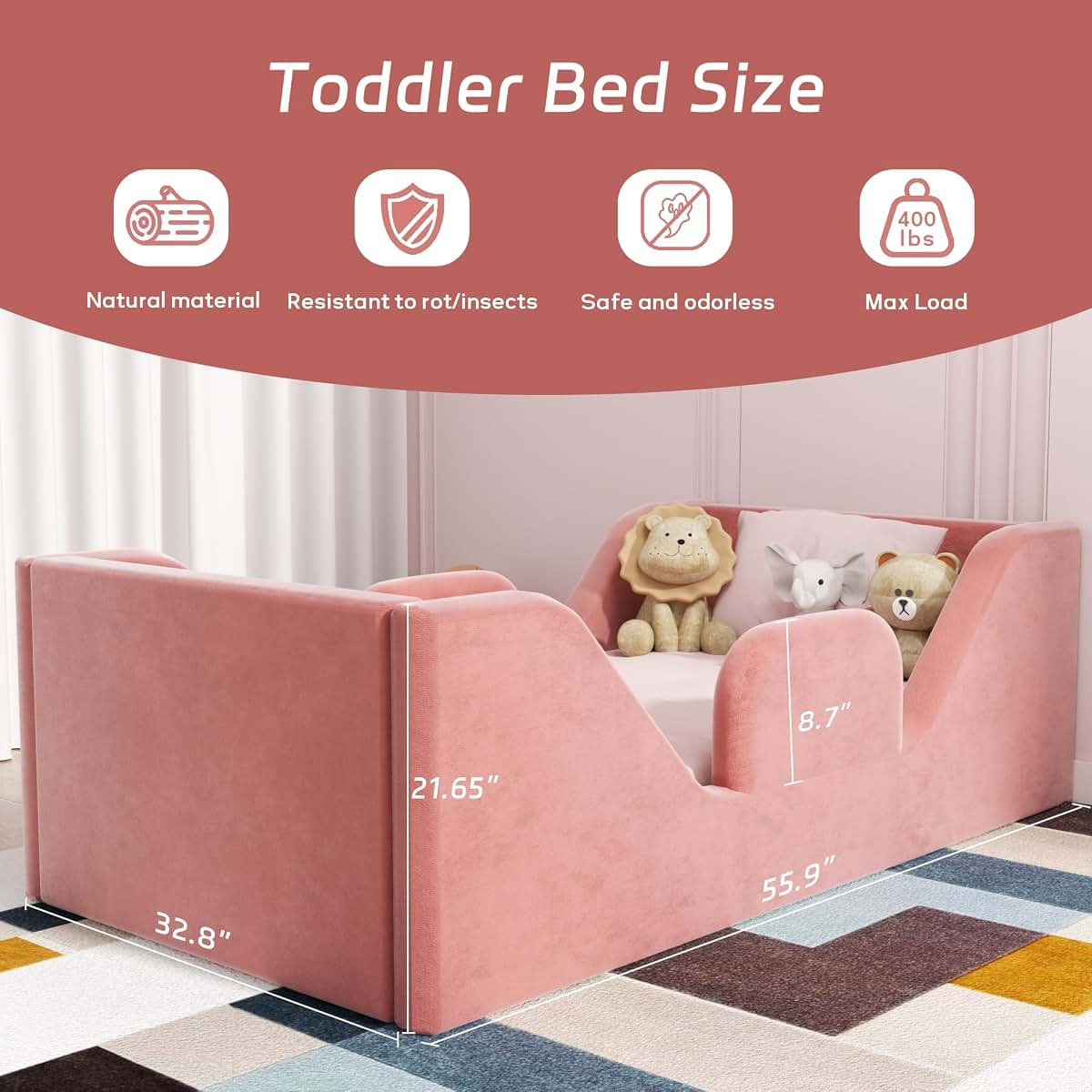 COSYSUPER Toddler Floor Bed With Removable Guardrails