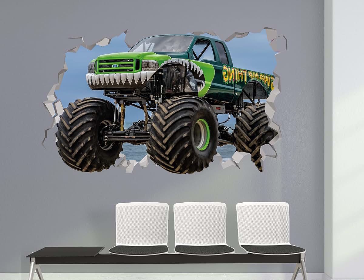 Monster Truck Vinyl Decals - Room Decor Stickers for Boys