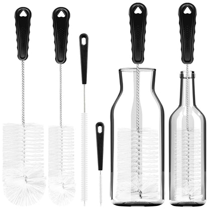 Birswoil 4Pcs Bottle Cleaning Brush Set with Long Handle and Straw Brush for Bottles, Jars, and Sippy Cups