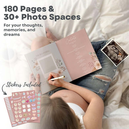 Oakwood and Co. Pregnancy Journal Baby Book, Hardcover Keepsake with Stickers