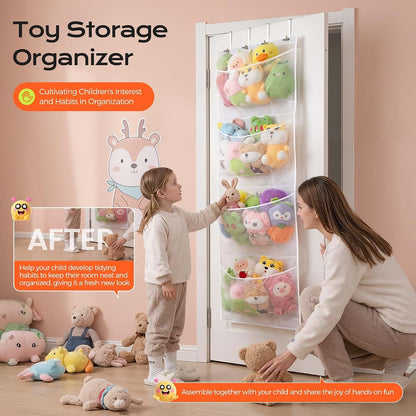 Modular Stuffed Animal Storage Over the Door Organizer for Toys and Essentials