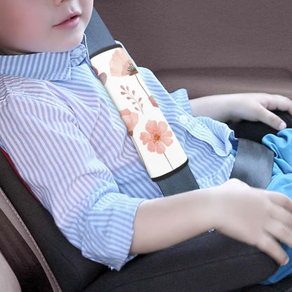 Temdrsuy Infant Car Seat Safety Belt Pad 2-Piece Set Pink Floral Animal Pattern