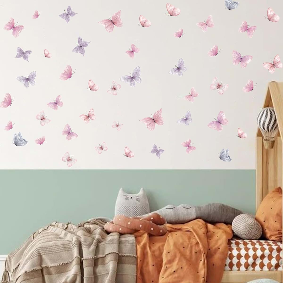 BabyOneStop Butterfly Wall Decals, Pink and Purple Peel and Stick Removable Wall Stickers for Nursery and Bedroom