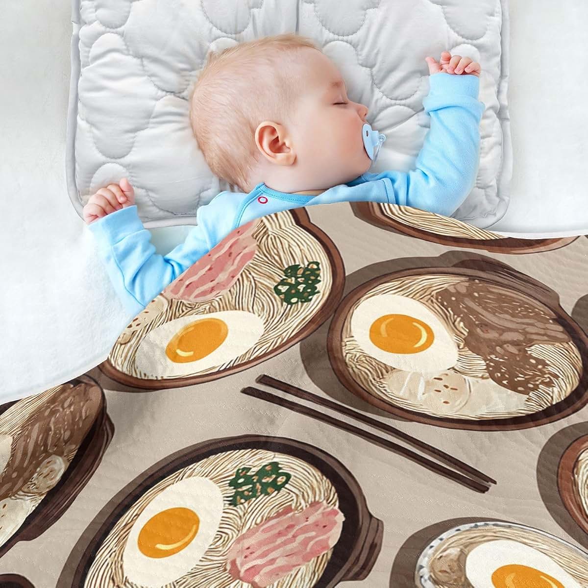 Pigsaly Baby Blanket Ramen Bowls Print 30 x 40 Inch Toddler Bedding