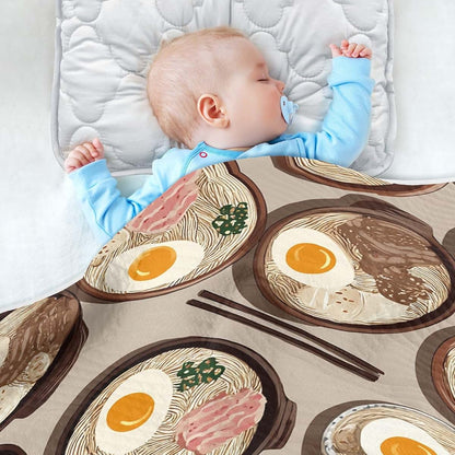 Pigsaly Baby Blanket Ramen Bowls Print 30 x 40 Inch Toddler Bedding