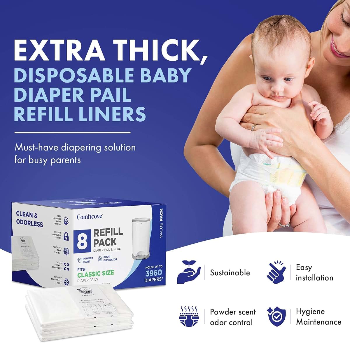 COMFICOVE Refills Compatible with DEKOR CLASSIC Diaper Pails