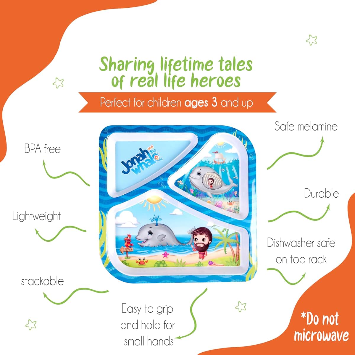 He Loves Me Kids Jonah and the Whale 4-Piece Feeding Set (photo 2)