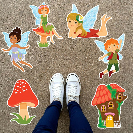 BabyOneStop Fairy Peel and Stick Floor Decals, Set of 6 Enchanted Forest Decorations