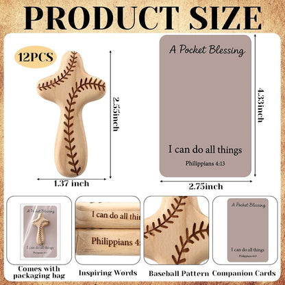 Gerrii 12 Piece Baseball Cross Pocket Blessing Gift Set