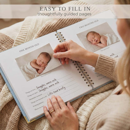 Keepsake Baby Memory Book Photo Album, Linen Hard Cover, 8.66 x 8.66 Inches