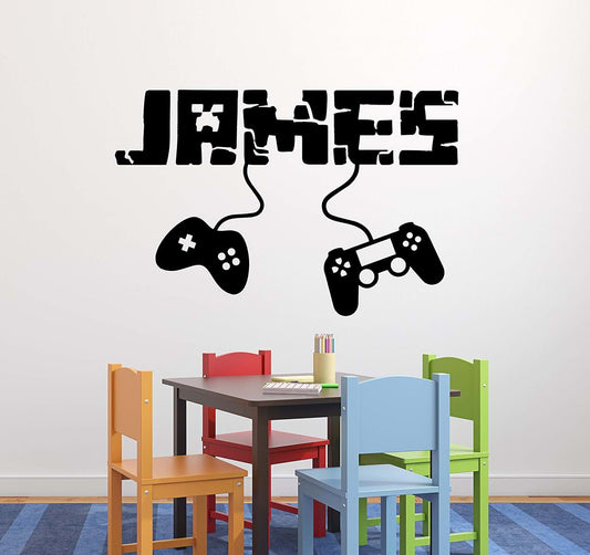 Decalzone Inc Personalized Gaming Name Wall Decal Boys Custom Controller Mural Video Game Gamer Teen Nursery Playroom