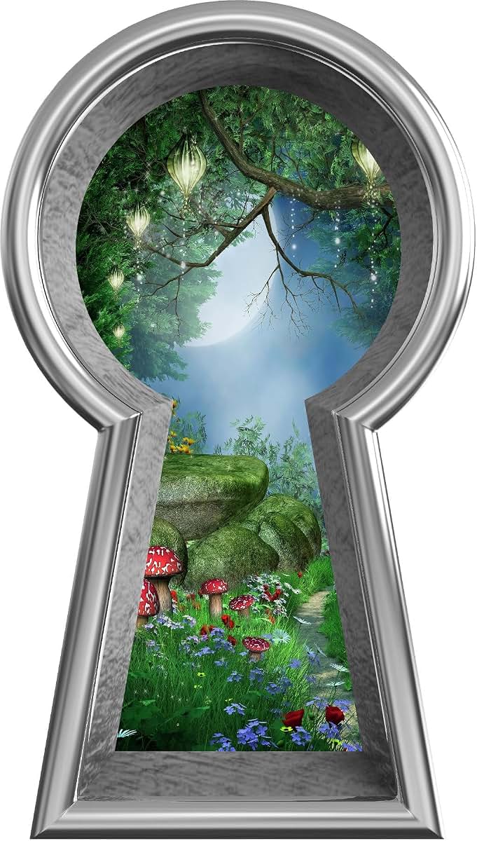 Stickit Graphix Enchanted Lantern Forest Keyhole Window Wall Decal