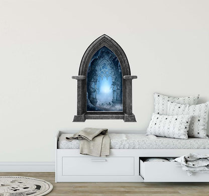 Castle Scape Blue Fantasy Forest Path Wall Decal Sticker