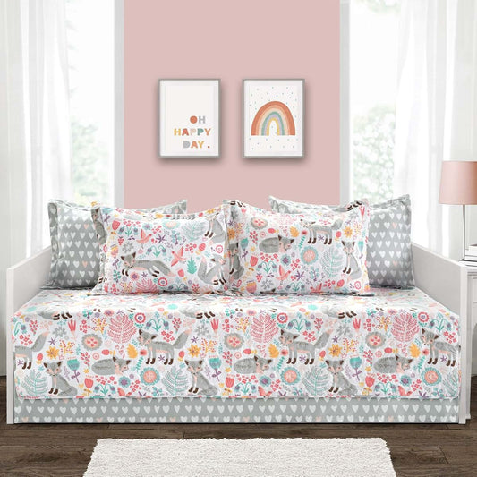 Lush Decor Pixie Fox 6-Piece Daybed Cover Set - Gray & Pink