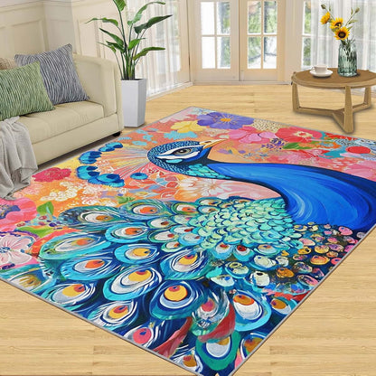 HYGIUID 4x5 Regal Peacock Area Rugs - Washable Kids Carpet (photo 3)