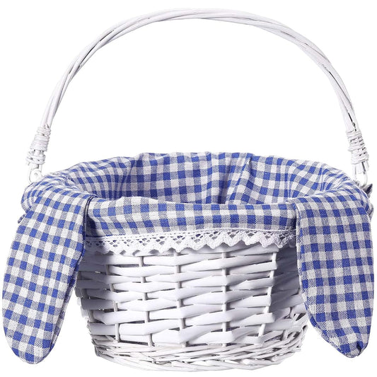 Willow Woven Bunny Basket with Plaid Liners