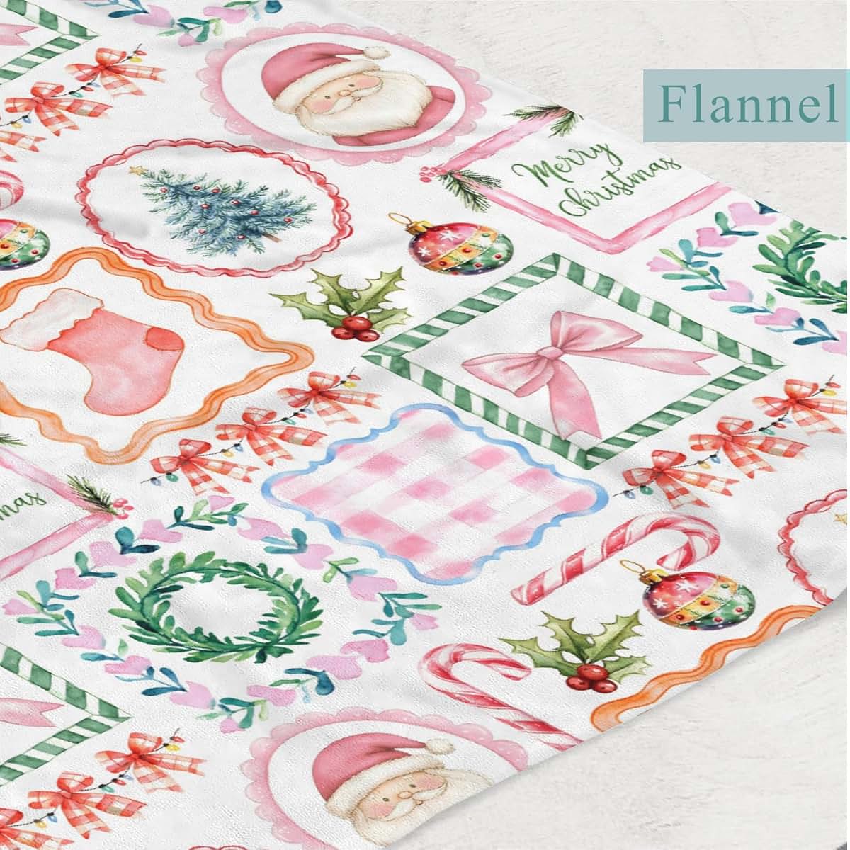 Wicbfdfv Christmas Santa Pine Trees Flannel Baby Blanket for Boys & Girls, 40x50 Inch