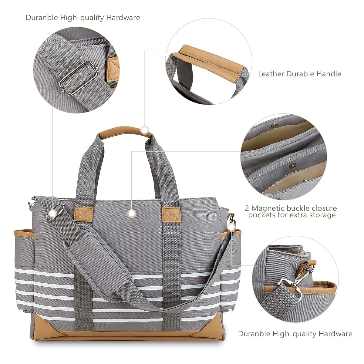 Large Capacity Travel Diaper Tote Bag for Maternity and Baby Essentials